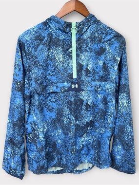 Under Armour Women’s Storm Blue Abstract 1/4 Zip Rain Jacket Size XS